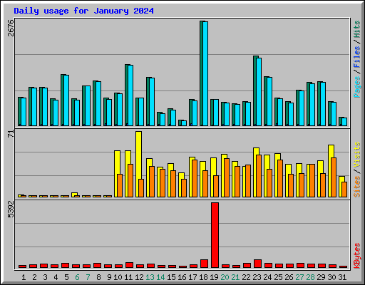 Daily usage for January 2024
