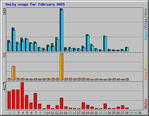 Daily usage for February 2025