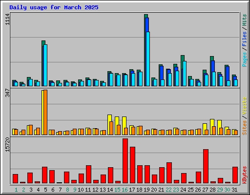 Daily usage for March 2025
