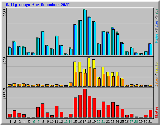 Daily usage for December 2025